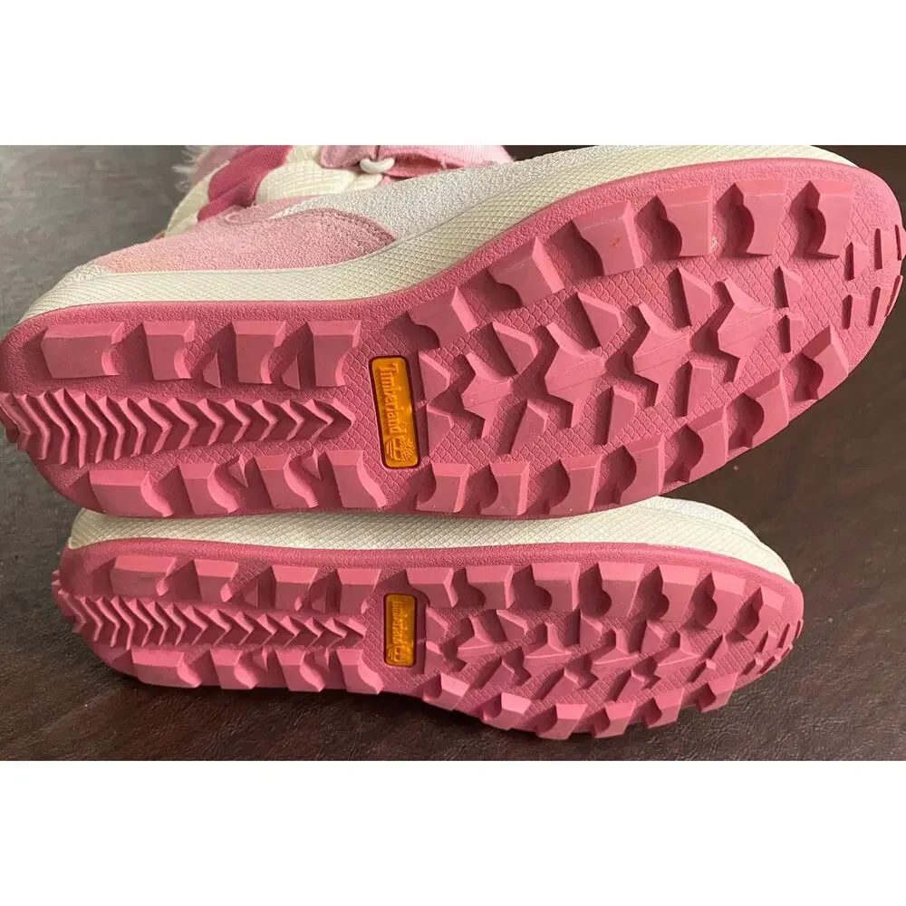 Timberland Snow Stomper Pink White Fur Winter Boots Youth Size 5 Ski Lodge GORP